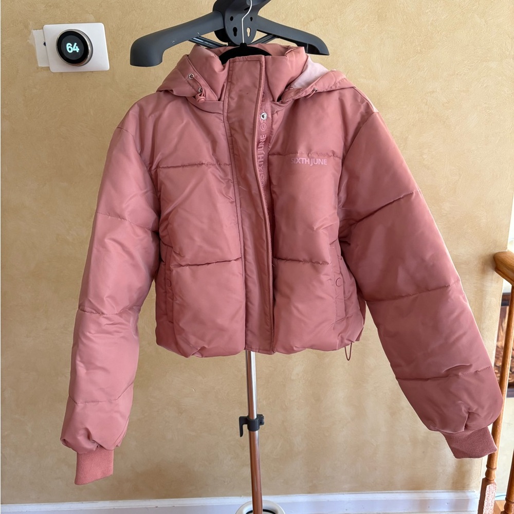 Cropped Pink Puffer Jacket